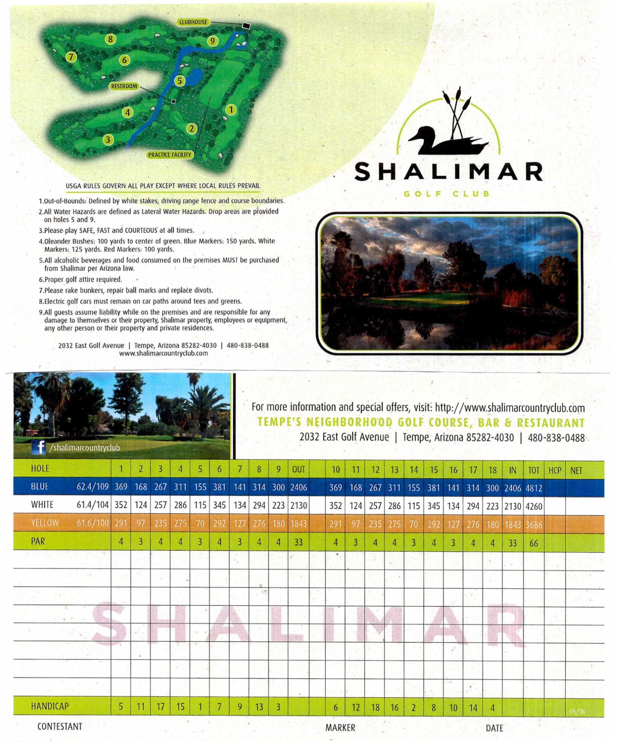 Shalimar Golf Club, Tempe, Arizona Golf course information and reviews.